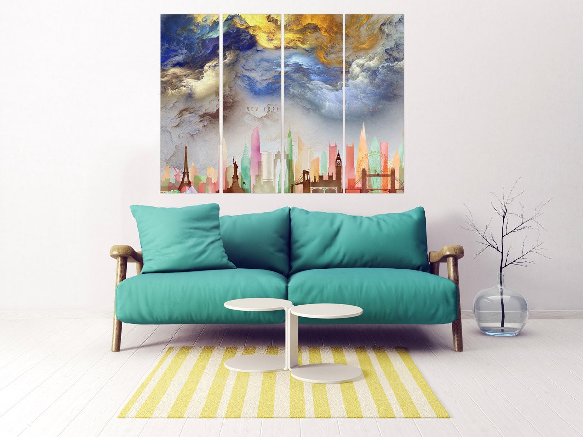 Abstrakte Wandkunst Leinwandgemälde, minimalistische Wandkunst, moderne abstrakte Kunst, riesige Wandkunst Wandbehang Dekor Multi Panel Wandkunst