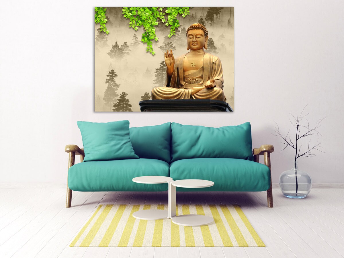 Buddha Leinwand Wandkunst indische Gemälde auf Leinwand religiöse extra große Multi-Panel Wandkunst Housewarminggeschenk Buddha Dekor Wandkunst