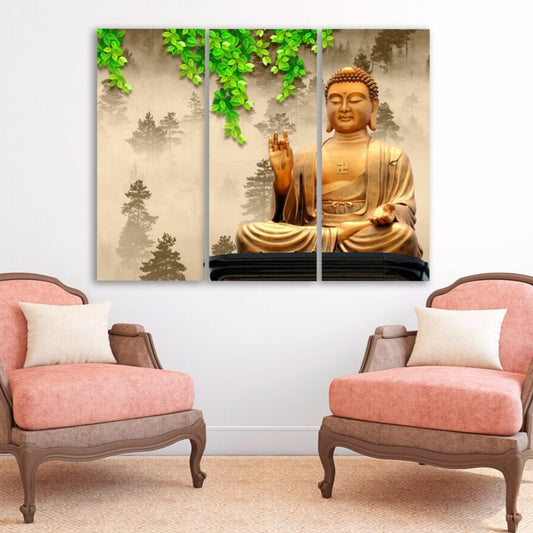 Buddha Leinwand Wandkunst indische Gemälde auf Leinwand religiöse extra große Multi-Panel Wandkunst Housewarminggeschenk Buddha Dekor Wandkunst