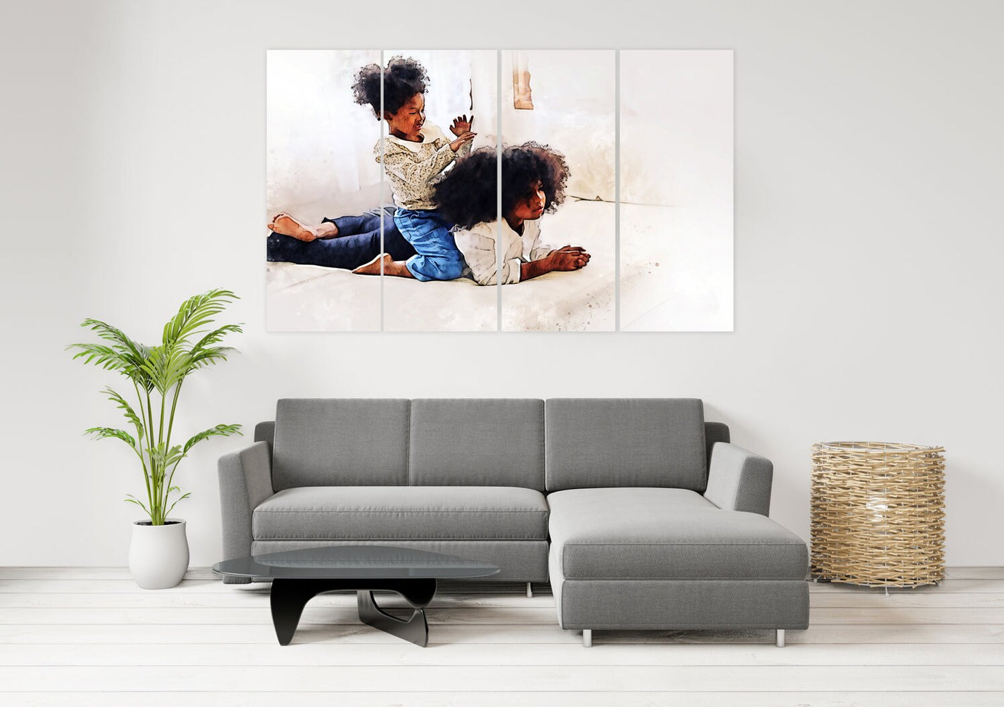 Zeitgenössische afroamerikanische Kunst Trendy Schwarze Afrofrau Wandkunst Mehrteiliges extra großes Leinwandbild