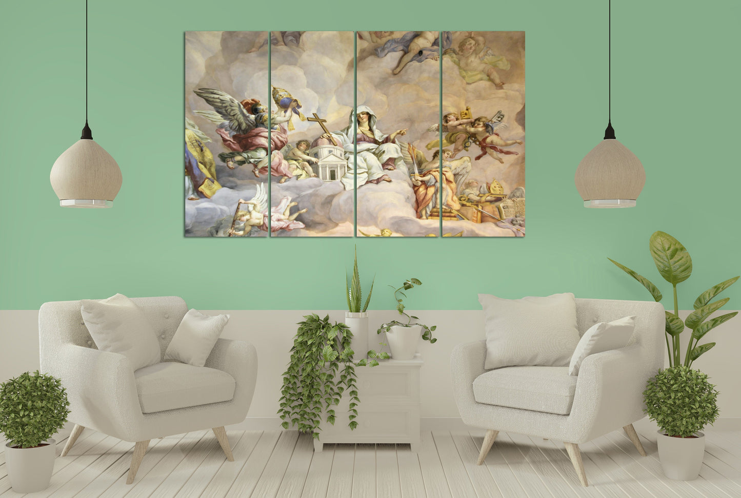 Engelgemälde, religiöse Wandkunst, religiöse Geschenke, Wanddekoration für die Küche im Landhausstil