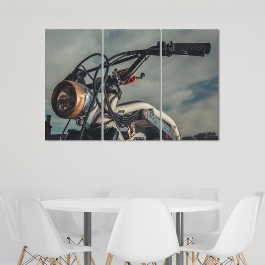 Motorrad Wandkunst, Motorraddruck, Retro-Leinwand, graue Wanddekoration, sehr große Leinwandgemälde, Geschenk zur Wohnungserwärmung