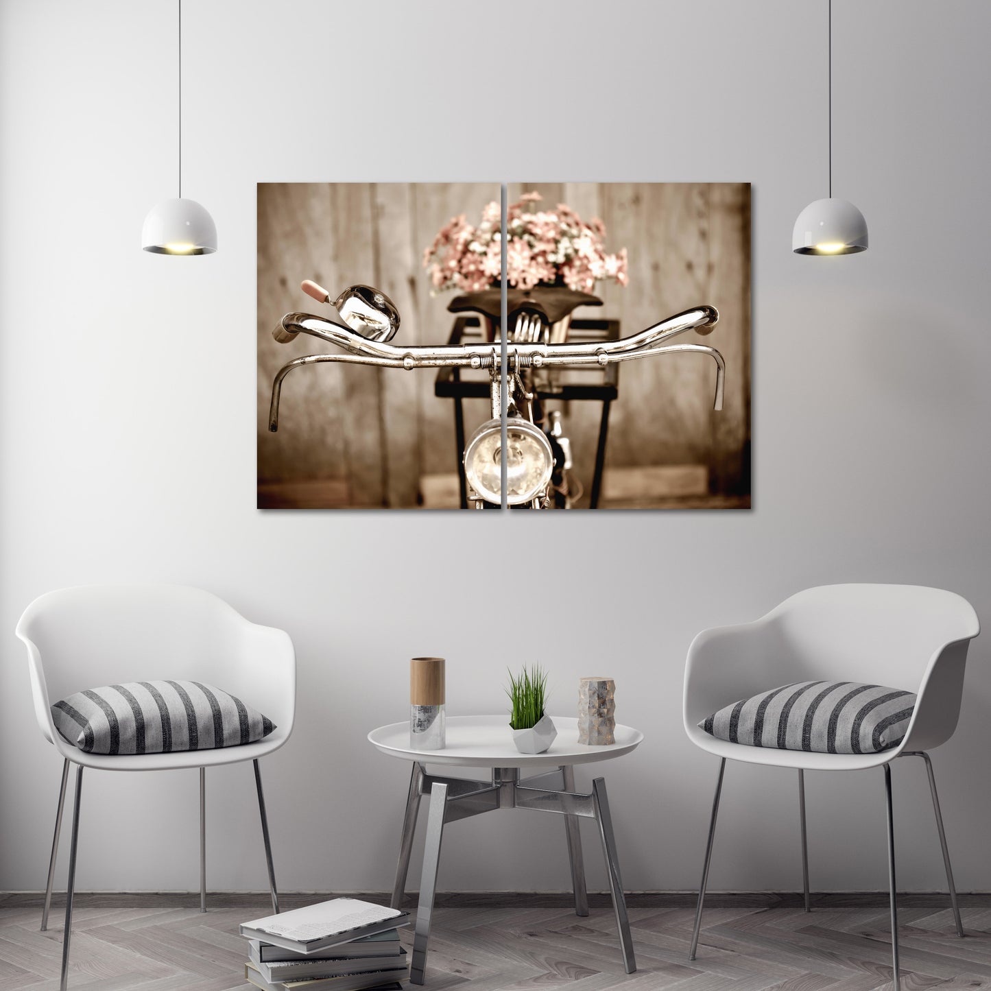 Vintage Fahrrad Leinwanddrucke Wandkunst, Fahrradblumen Wandkunst, altes Fahrradposter, Retro Leinwand, sehr große Leinwandgemälde