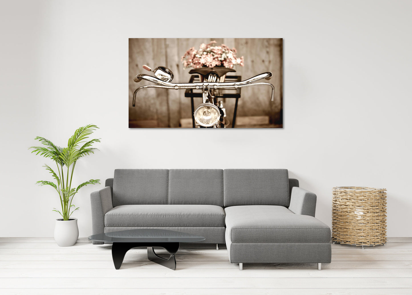 Vintage Fahrrad Leinwanddrucke Wandkunst, Fahrradblumen Wandkunst, altes Fahrradposter, Retro Leinwand, sehr große Leinwandgemälde