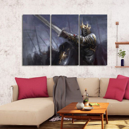 Ritter Wandkunst, Anime Leinwandbild, Kinderzimmer Wanddekoration, Schwertkunst, Fantasy Kunstdruck, dunkle Fantasy Wandkunst, Ritter Poster