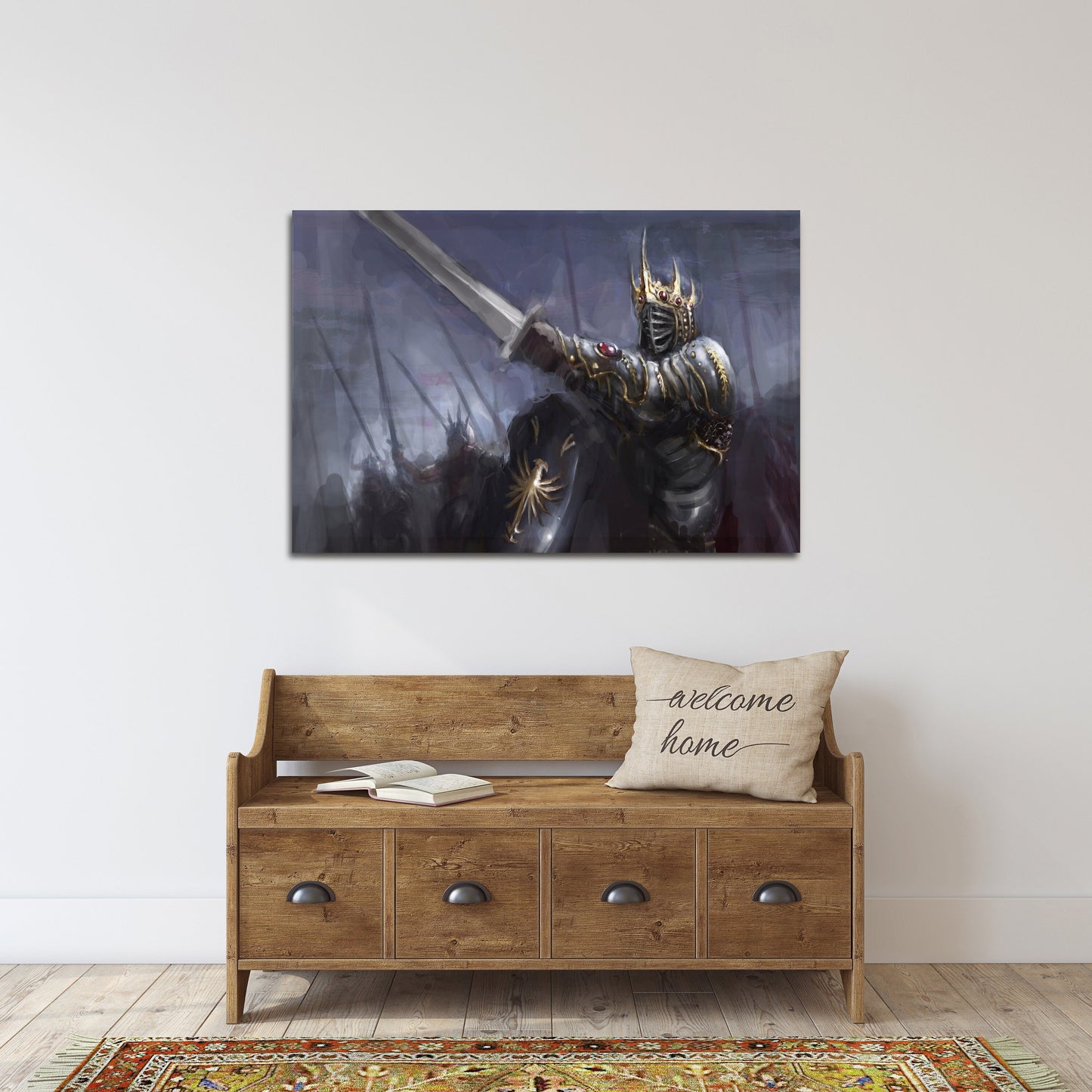 Ritter Wandkunst, Anime Leinwandbild, Kinderzimmer Wanddekoration, Schwertkunst, Fantasy Kunstdruck, dunkle Fantasy Wandkunst, Ritter Poster