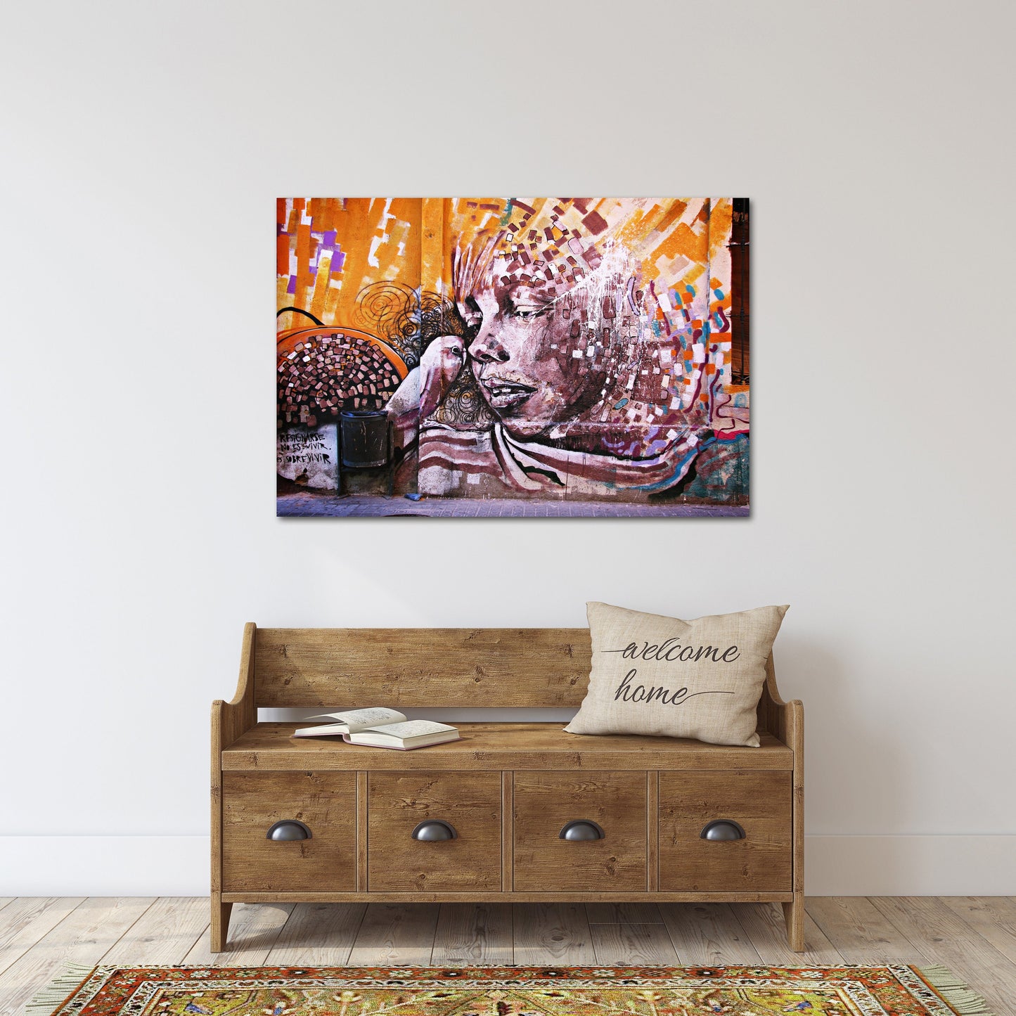 Graffiti schwarze Afro-Frau Wandkunst Leinwandgemälde, trendige afroamerikanische Wandkunst, Graffiti-Poster, moderne Multi-Panel-Wandkunst