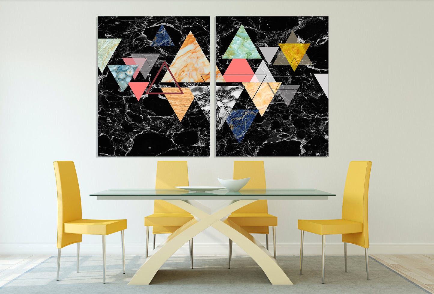 Schwarze Marmor-Wandkunst, abstrakte geometrische Leinwandgemälde, riesige mehrteilige Leinwand-Wandkunst dunkel