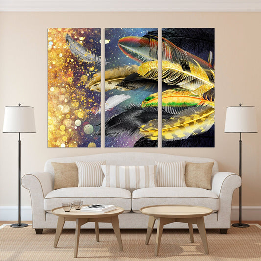 Boho Feder Wandkunst, trendige abstrakte Drucke auf Leinwand, extra große moderne Wandkunst, Badezimmer Wanddekoration