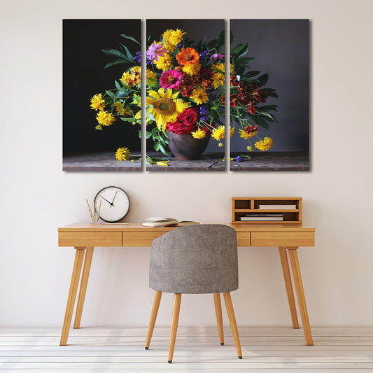 Florale Leinwandgemälde, Blumen-Wanddekor im Landhausstil, botanische Gemälde, extra große Leinwand-Wandkunst