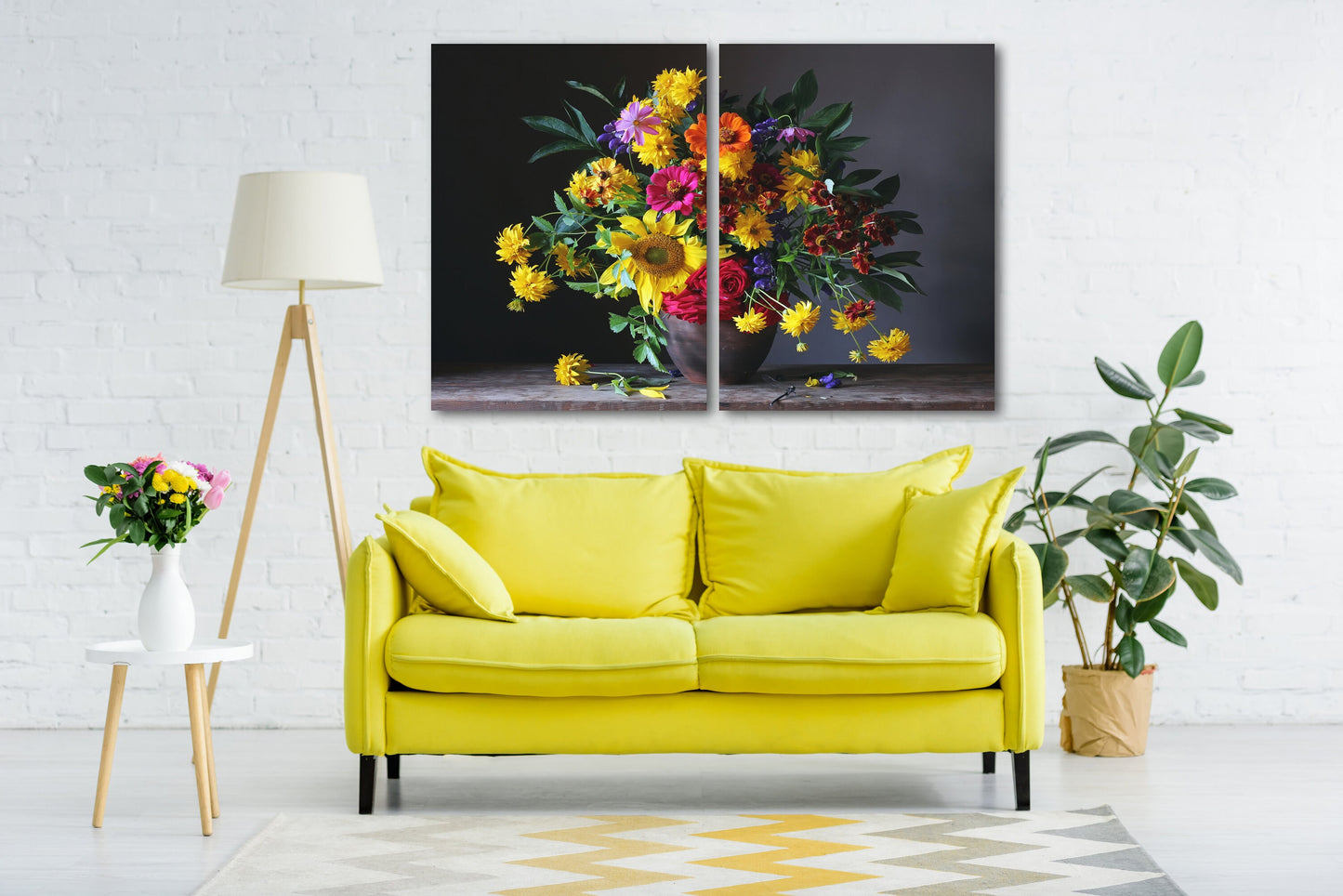 Florale Leinwandgemälde, Blumen-Wanddekor im Landhausstil, botanische Gemälde, extra große Leinwand-Wandkunst