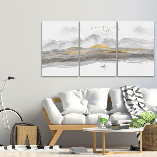 Blue Ridge Mountains Line Art Wanddruck, modernes abstraktes Leinwandgemälde