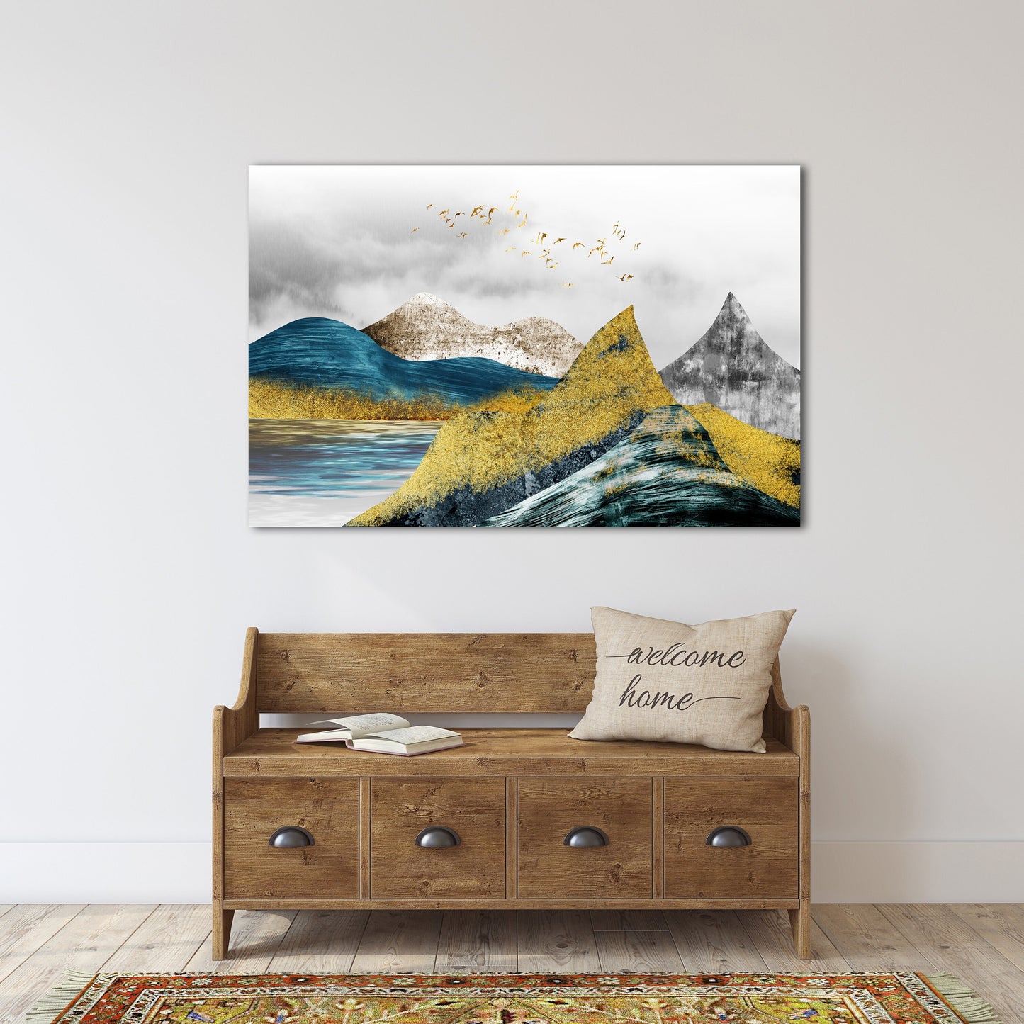 Blue Ridge Mountains abstrakte Natur Wandkunst Leinwand Gemälde japanische Kunst Leinwand Berge Wandkunst Rauchberge Geschenk