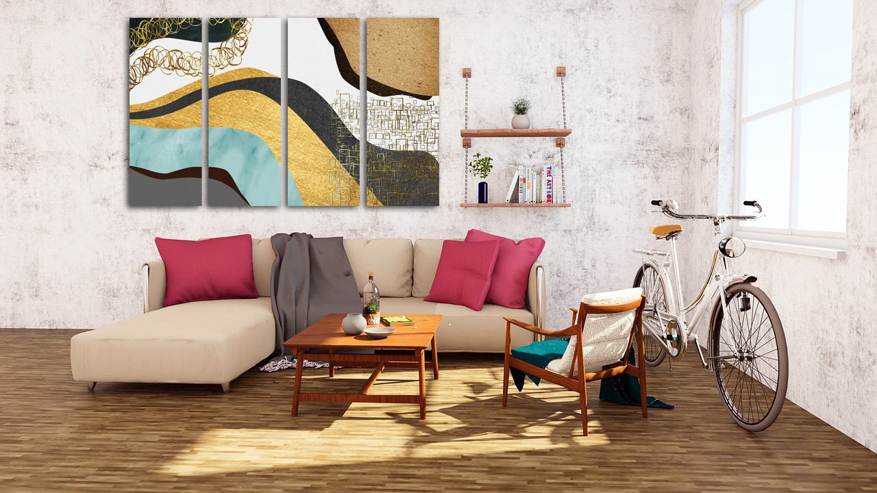 Abstraktes Gemälde, moderne extragroße Leinwand-Wandkunst, abstrakte mehrteilige Leinwand