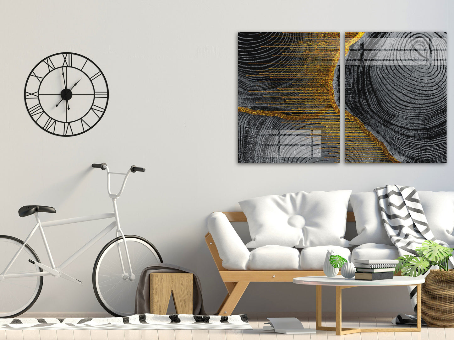 Abstrakte Wandkunst in Gold und Schwarz, moderne Leinwandgemälde, übergroße Wandkunst für Schlafzimmer, Wohnzimmer, Küche, Büro