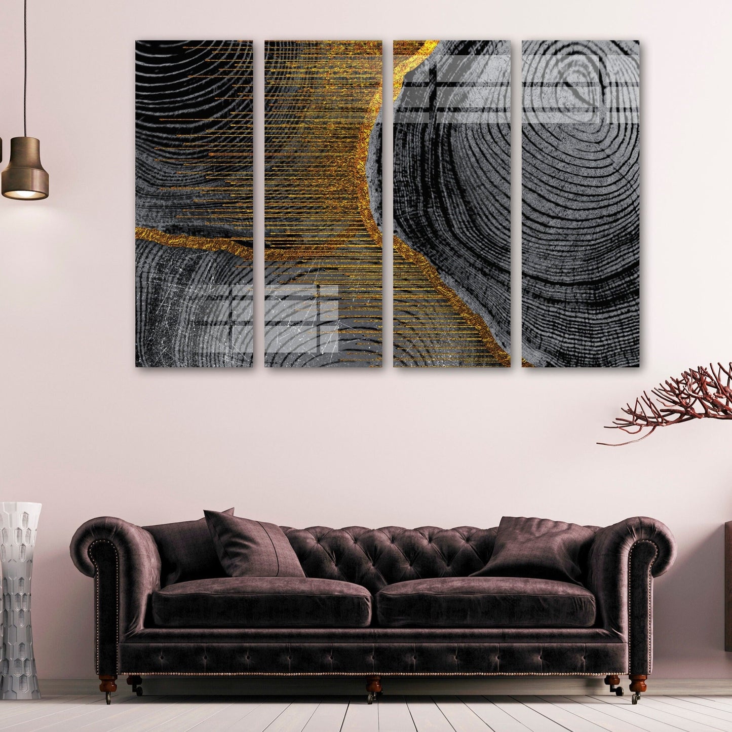 Abstrakte Wandkunst in Gold und Schwarz, moderne Leinwandgemälde, übergroße Wandkunst für Schlafzimmer, Wohnzimmer, Küche, Büro