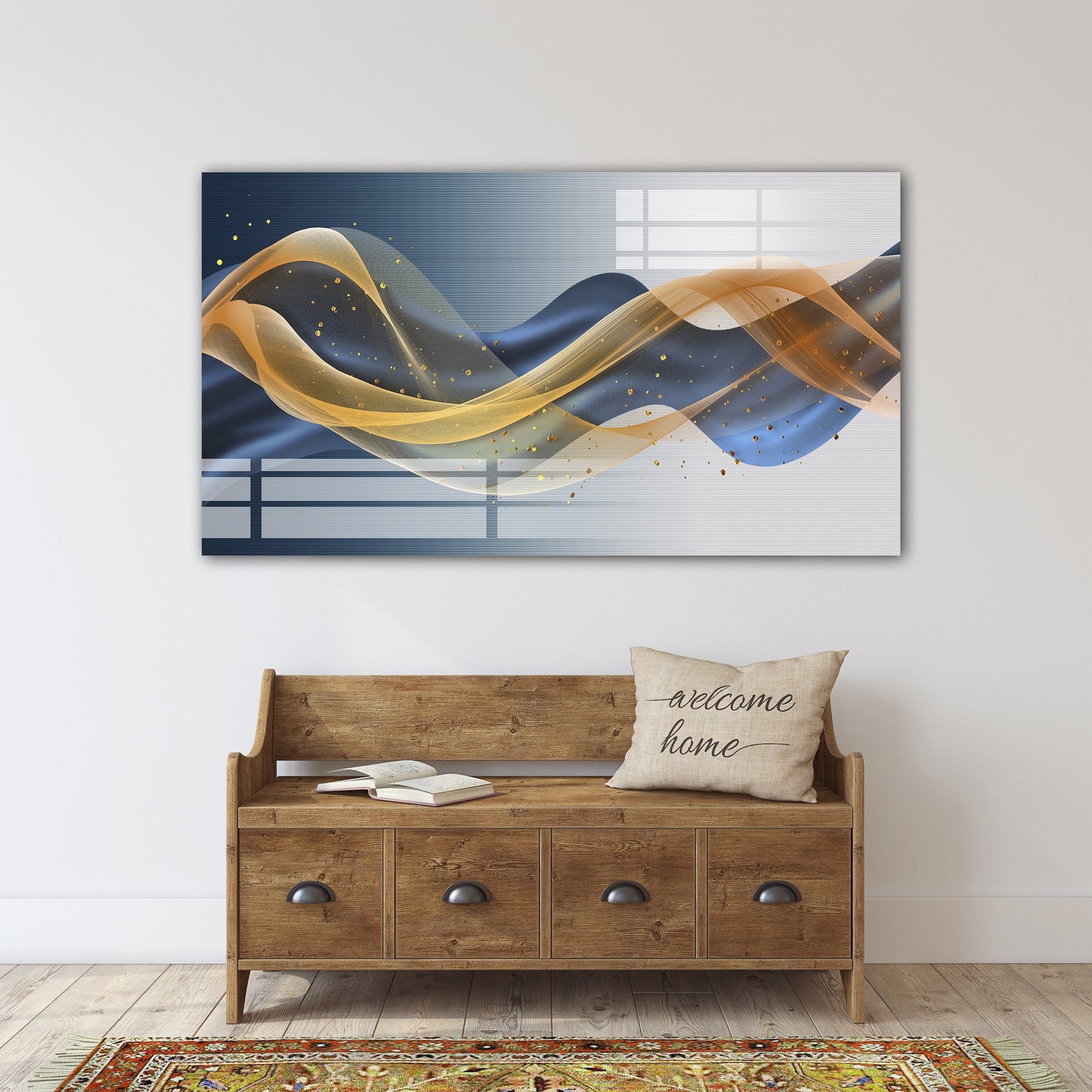 Abstrakte Wandkunst, blaue und gelbe Wandkunst, moderne abstrakte Kunst, mehrteilige Leinwand, Raumwanddekoration, abstrakte Malerei, extra große Wandkunst