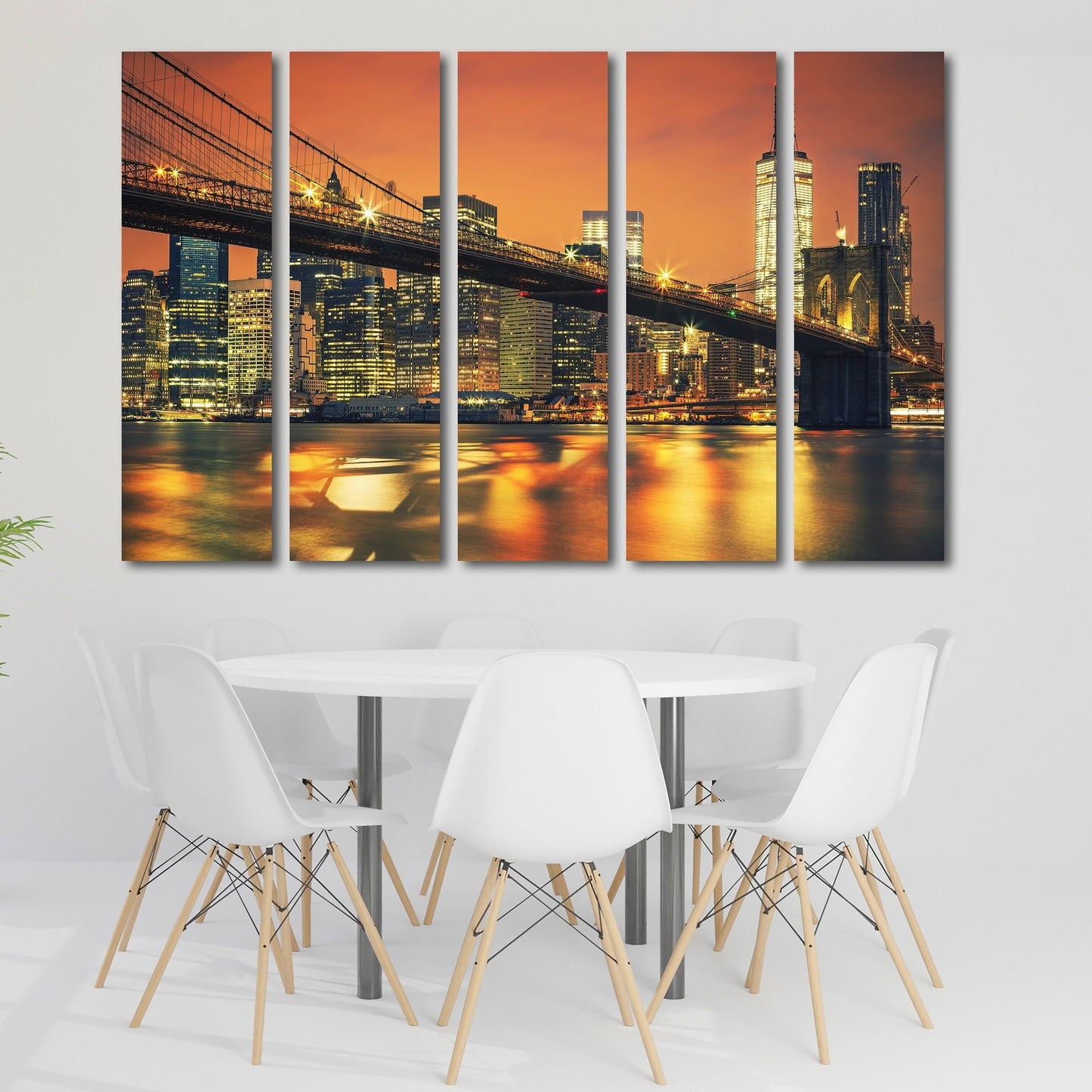 Brooklyn Bridge Druck New York City Gemälde extra großes mehrteiliges Wandbild American Bridge Home Wanddekoration gerahmter Kunstdruck Leinwand