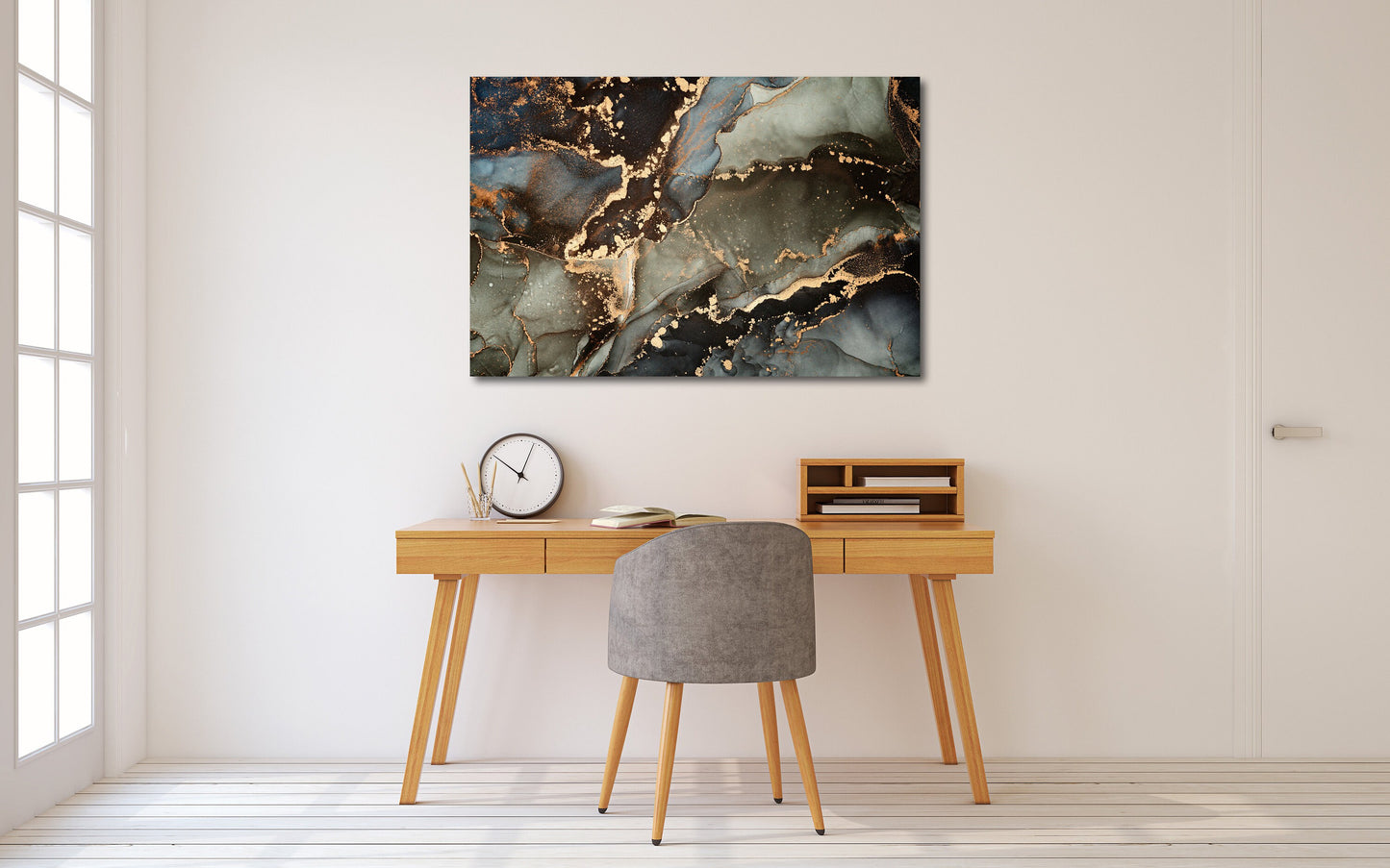 Abstrakte Wandkunst in Gold und Schwarz, Marmor-Wanddekor-Leinwand, abstrakte Gemälde, mehrteilige Wandkunst, Marmor-Leinwand