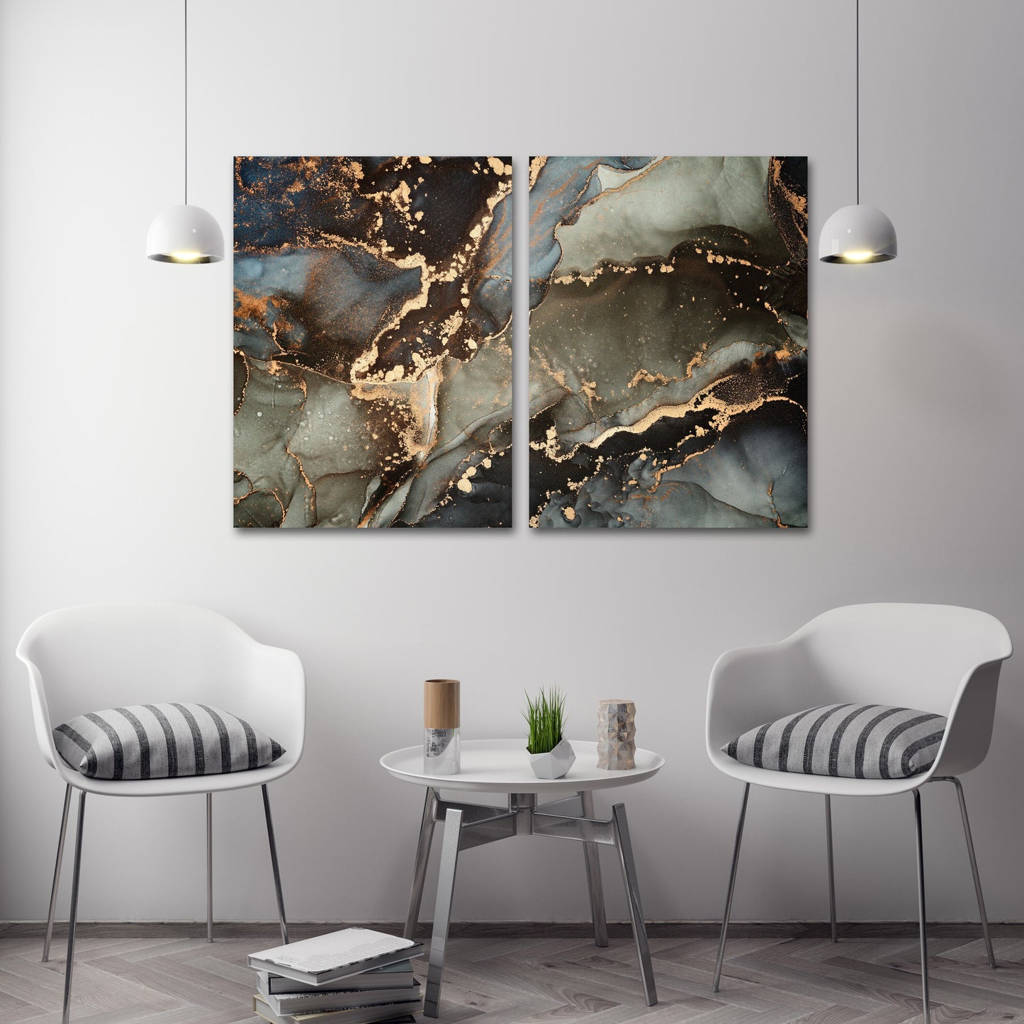 Abstrakte Wandkunst in Gold und Schwarz, Marmor-Wanddekor-Leinwand, abstrakte Gemälde, mehrteilige Wandkunst, Marmor-Leinwand