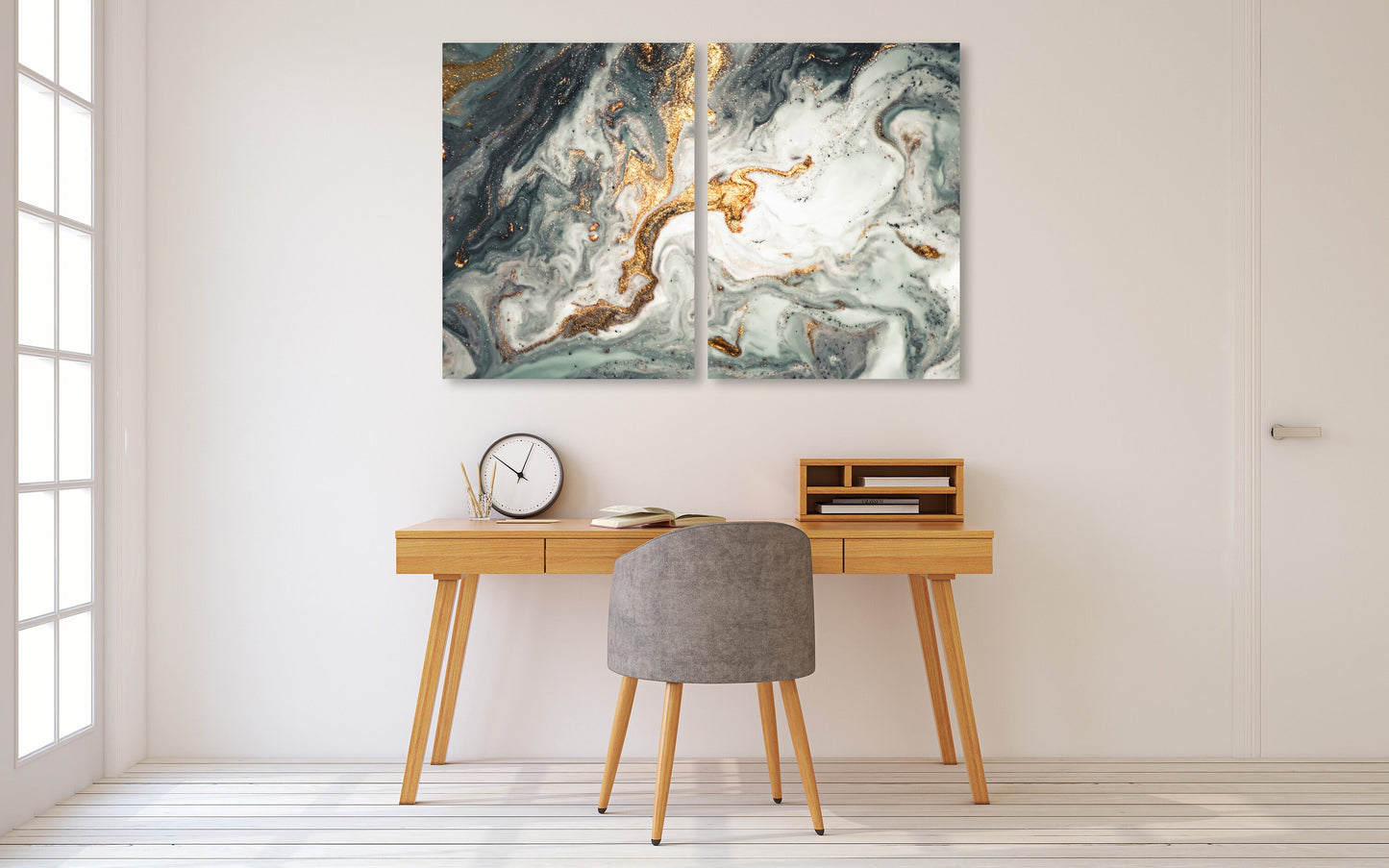 Abstrakte Leinwandkunst, Wanddekor-Leinwand aus goldenem und schwarzem Marmor, abstrakte Gemälde, mehrteilige Wandkunst, Marmor-Leinwand