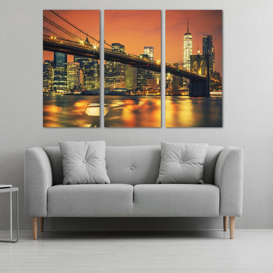 Brooklyn Bridge Druck New York City Gemälde extra großes mehrteiliges Wandbild American Bridge Home Wanddekoration gerahmter Kunstdruck Leinwand