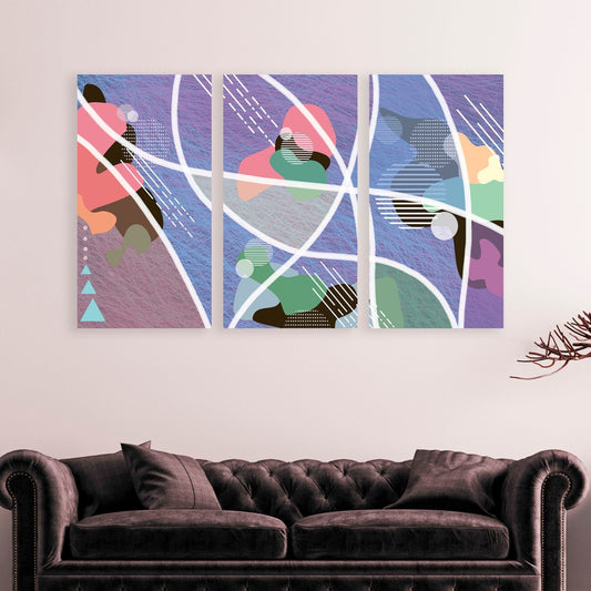 Abstrakte Leinwandkunst, helle Wandkunst, horizontale Malerei, abstrakter Kunstdruck, extra große Wandkunst, mehrteilige trendige Wandkunst