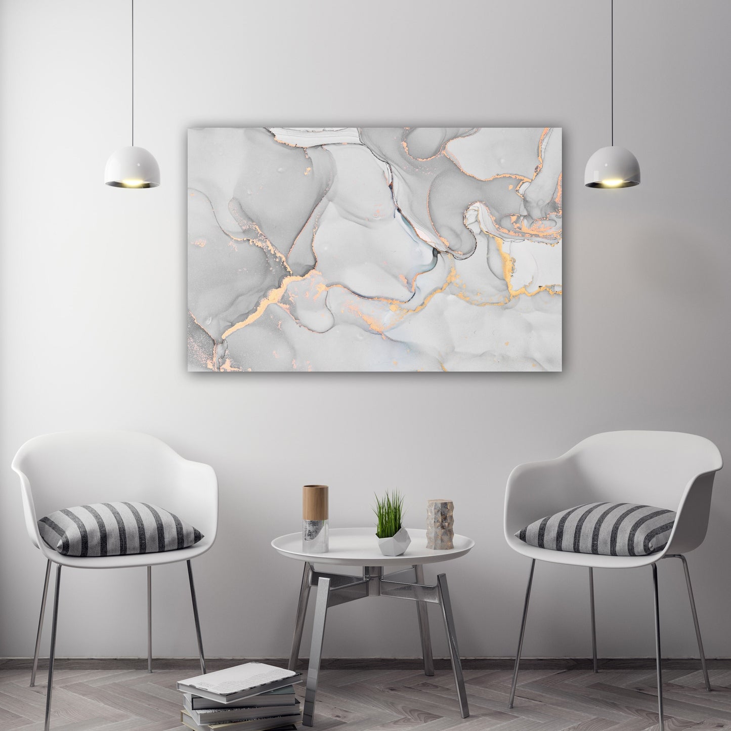 Abstraktes Marmor-Leinwandbild, Marmor-Wanddekor, abstrakte Wandkunst in Weiß und Gold auf Leinwand, mehrteilige Wandkunst