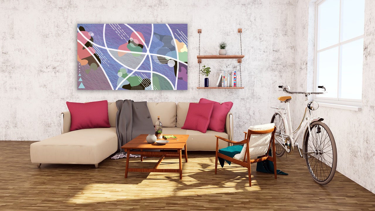 Abstrakte Leinwandkunst, helle Wandkunst, horizontale Malerei, abstrakter Kunstdruck, extra große Wandkunst, mehrteilige trendige Wandkunst