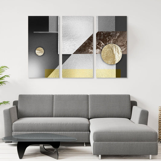 Graue und goldene Wandkunst, abstrakte Wandkunst im Marmor-Minimalismus, geometrischer Kunstdruck, trendige Wanddekoration, extra großes Leinwandgemälde