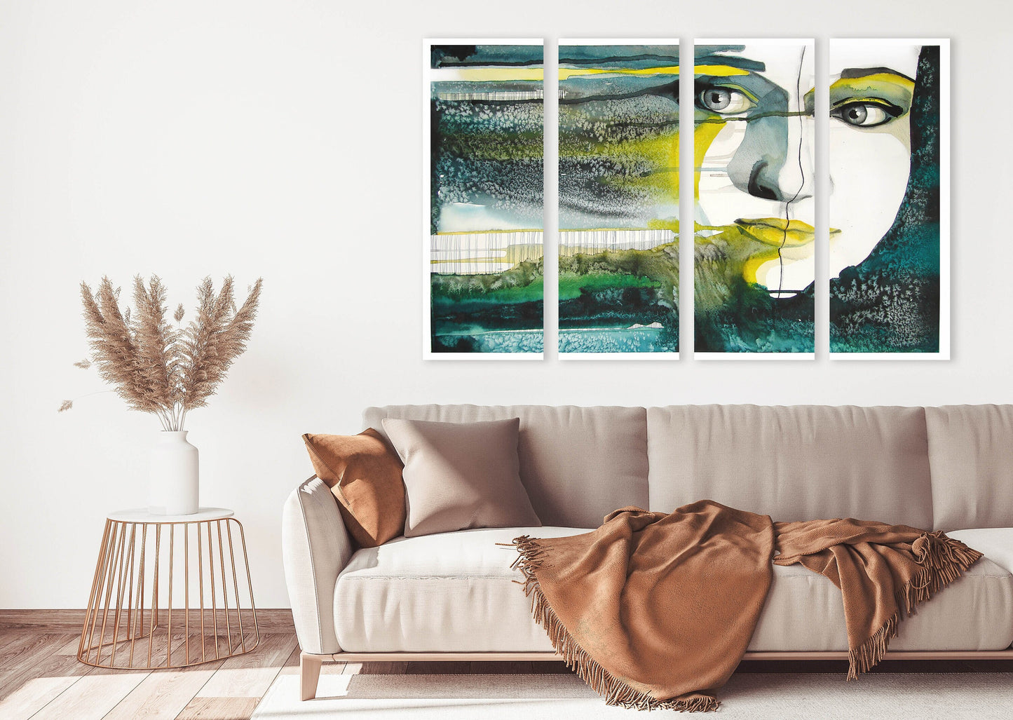 Frauengesichter Wandkunst, abstraktes Frauengesichtsposter, Frauengesichtsmalerei, extra große Leinwandwandkunst