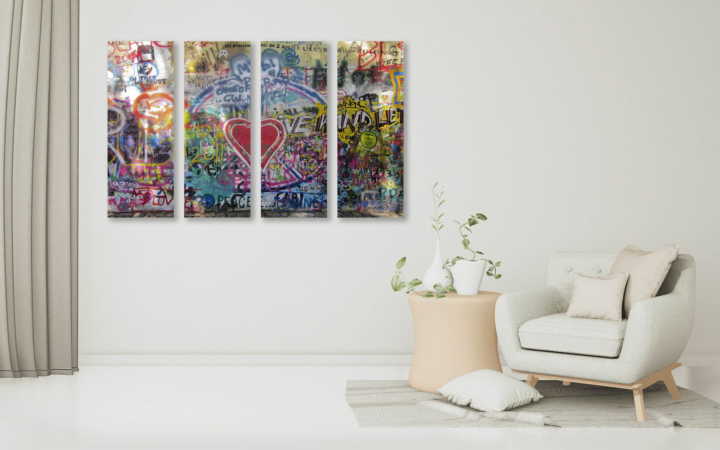 Abstrakte Street Art Leinwand, Liebesgemälde, Graffiti Wandkunst Leinwandgemälde, trendige Wandkunst, Graffiti Poster, rotes Herz Wandkunst