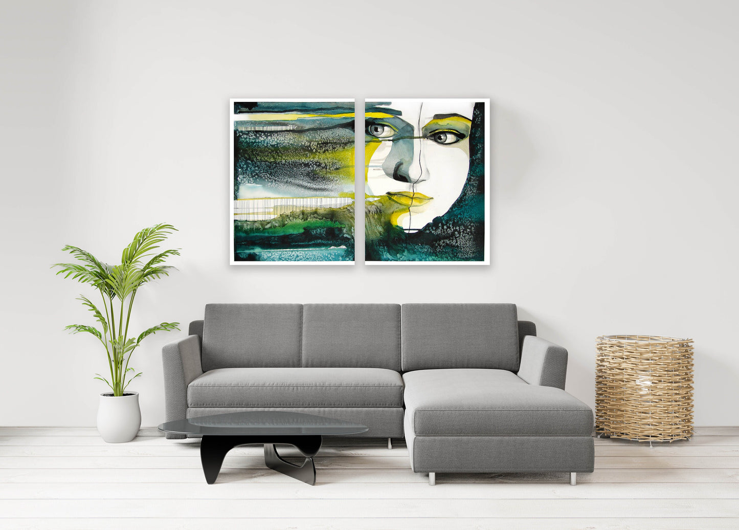 Frauengesichter Wandkunst, abstraktes Frauengesichtsposter, Frauengesichtsmalerei, extra große Leinwandwandkunst