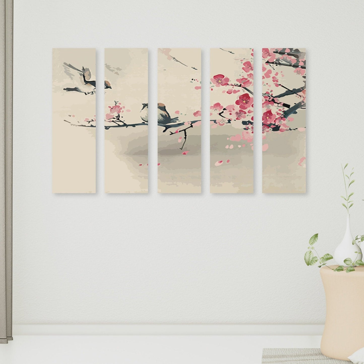 Sakura Bonsai Baum Wandkunst, Sakura Blüten Leinwandgemälde, florale asiatische Wanddekoration japanische Wandkunst Vogeldrucke Wandkunst Geschenk Wohndekor