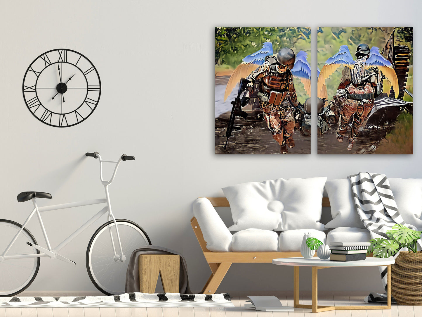 Militärkunst, Militärkunstgemälde, Leinwand mit ukrainischer Flagge, trendige Wanddrucke aus der Ukraine, patriotisches Deko-Geschenk, Unterstützung der Ukraine