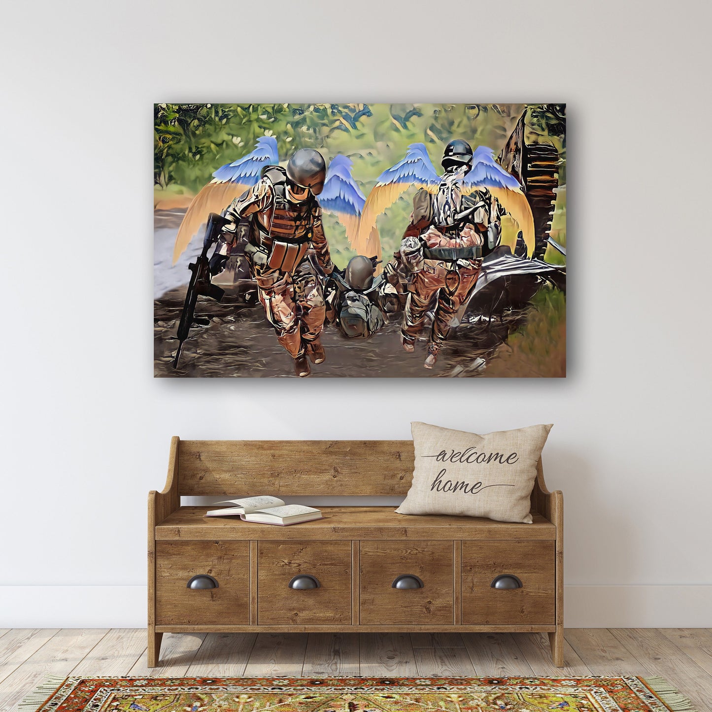 Militärkunst, Militärkunstgemälde, Leinwand mit ukrainischer Flagge, trendige Wanddrucke aus der Ukraine, patriotisches Deko-Geschenk, Unterstützung der Ukraine