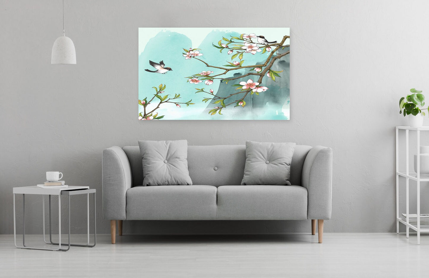 Sakura Bonsai Baum Wandkunst, Sakura Blüten Leinwandgemälde, florale asiatische Wanddekoration japanische Wandkunst Vogeldrucke Wandkunst Geschenk Wohndekor