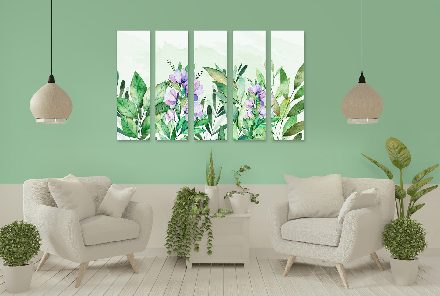 Kräuter-Wandkunst, Blumengemälde, Blumen-Leinwand-Wandkunst, Wandbehang-Dekor, Wandkunst für Schlafzimmer