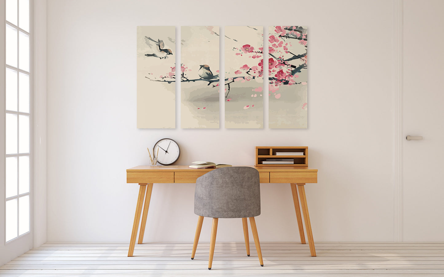 Sakura Bonsai Baum Wandkunst, Sakura Blüten Leinwandgemälde, florale asiatische Wanddekoration japanische Wandkunst Vogeldrucke Wandkunst Geschenk Wohndekor