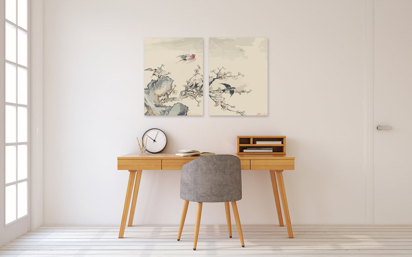 Sakura Bonsai Baum Wandkunst, Sakura Blüten Leinwandgemälde, florale asiatische Wanddekoration japanische Wandkunst Vogeldrucke Wandkunst Geschenk Wohndekor