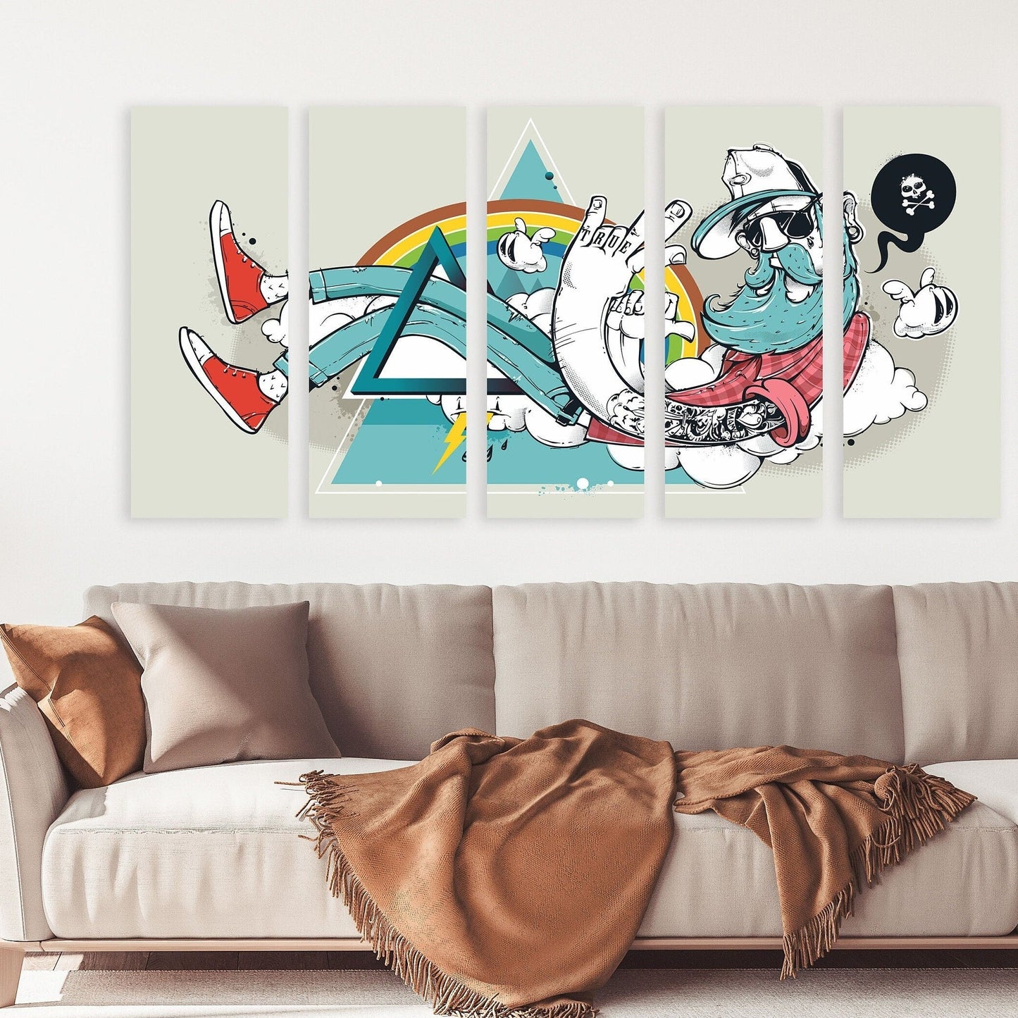 Abstrakte Graffiti-Hipster-Wandkunst, Popkultur-Geschenk, lustige Leinwand-Wandkunst, extra große Wandkunst