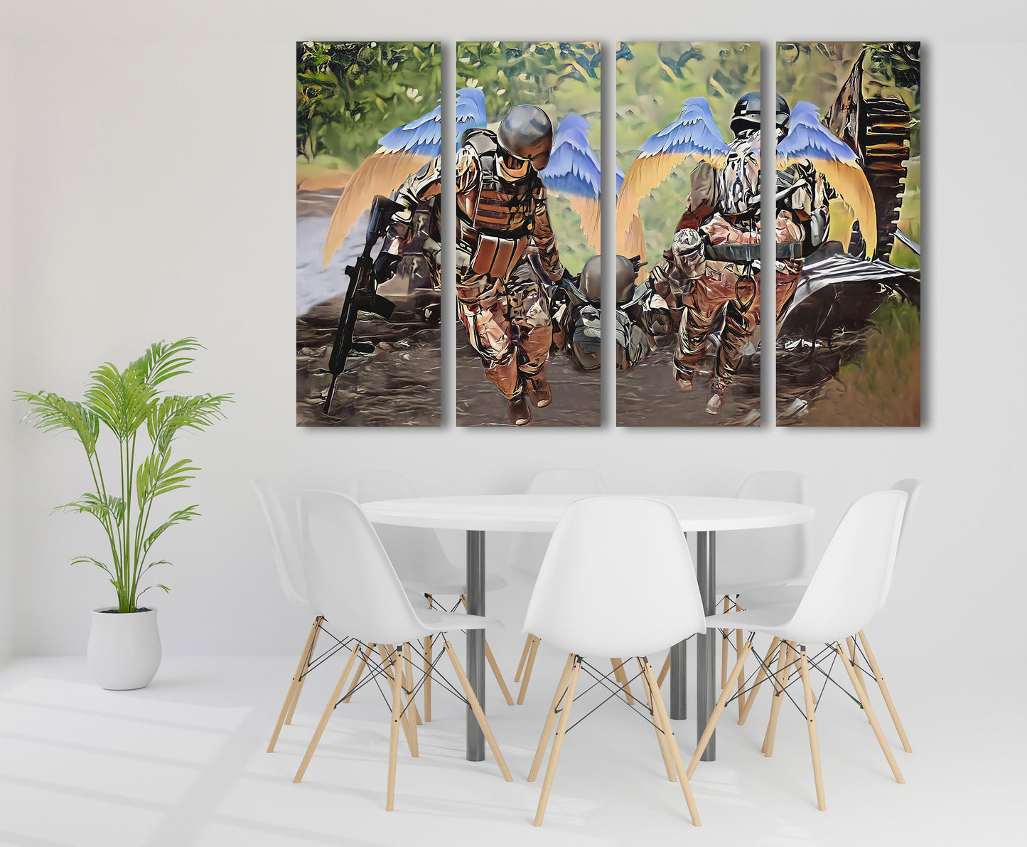 Militärkunst, Militärkunstgemälde, Leinwand mit ukrainischer Flagge, trendige Wanddrucke aus der Ukraine, patriotisches Deko-Geschenk, Unterstützung der Ukraine
