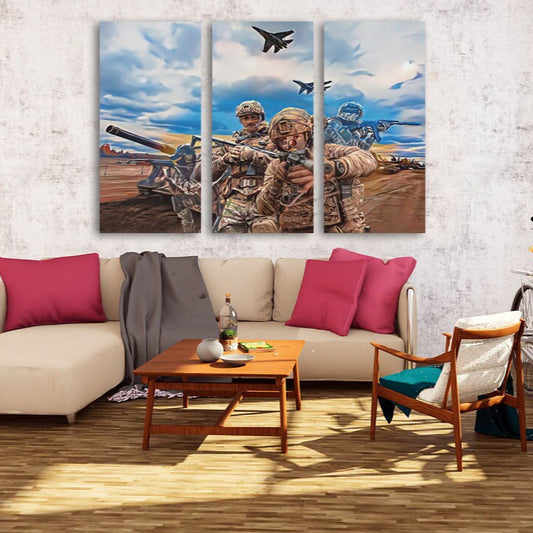 Militärkunst, Militärkunstgemälde, Leinwand mit ukrainischer Flagge, trendige Wanddrucke aus der Ukraine, patriotisches Deko-Geschenk, Unterstützung der Ukraine