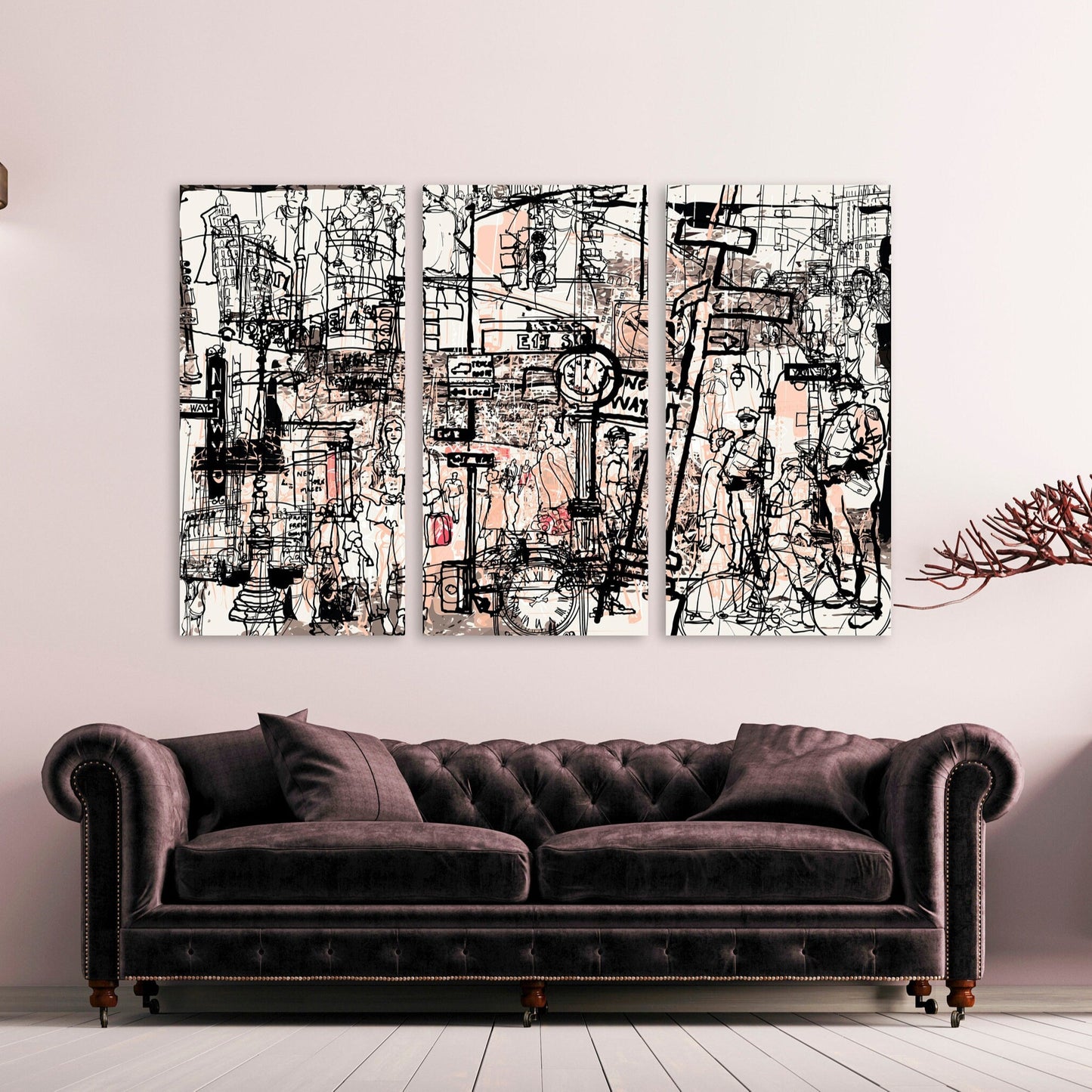 Abstrakter moderner Kunstdruck, mehrteilige Leinwand, abstraktes Stadtgemälde, Street-Art-Poster, extra große Wandkunst, abstrakte Menschen-Wandkunst