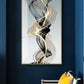 Abstraktes Wandkunstbild auf Leinwand im Goldrahmen, vertikales Gemälde in Schwarz und Gold, großer schwebender Rahmen, Wandkunst fürs Schlafzimmer, extra großer Wandkunstdruck