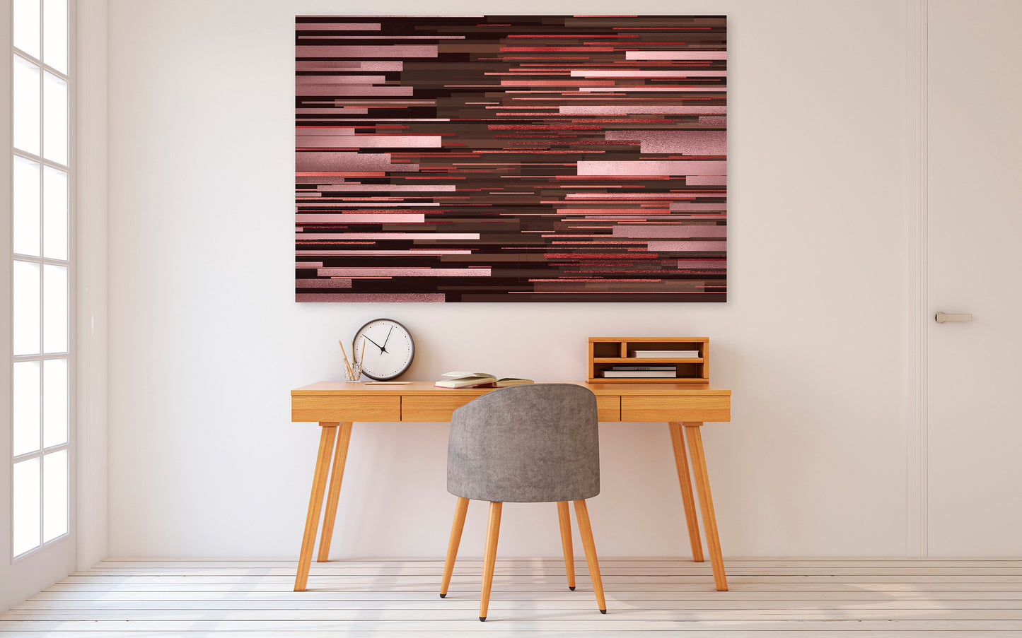 Abstrakte Linie extra großer Druck auf Leinwand, 3er-Set rote Wandkunst, moderne abstrakte Multi-Panel-Wanddekoration für Zuhause, druckbare Wandkunst