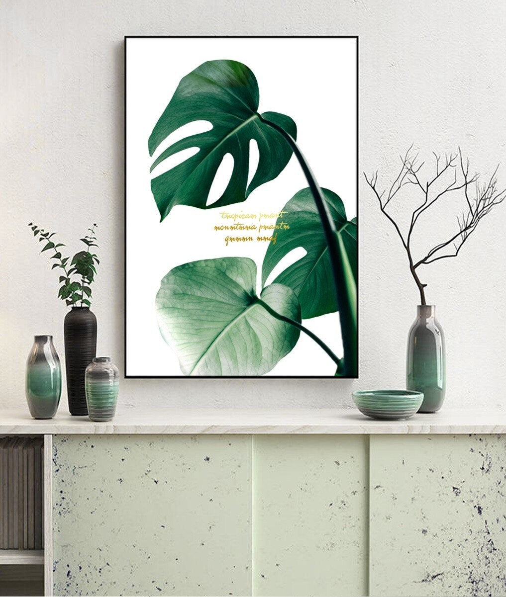Dreiteilige Pflanzen-Wanddrucke im schwebenden Rahmen, modernes minimalistisches gerahmtes botanisches Kunstwerk, original grünes druckbares 3er-Set Leinwandbilder