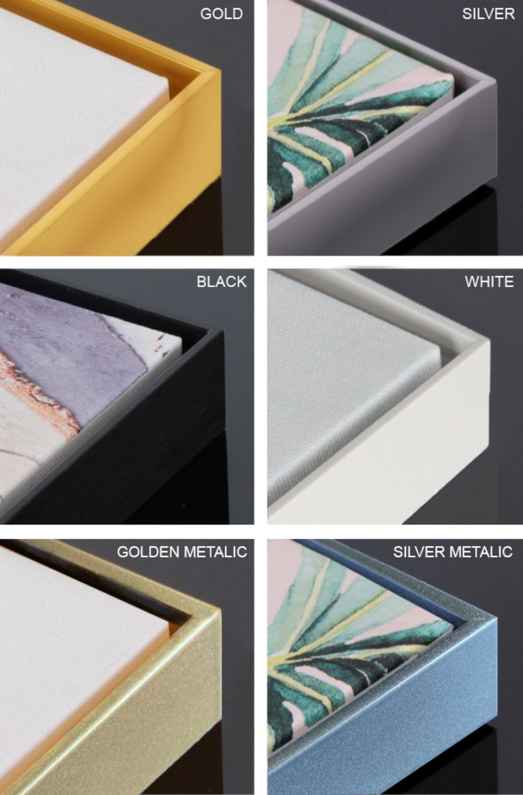 Großes abstraktes gerahmtes Wandbild, schwarz-goldener Leinwanddruck, druckbares Kunstwerk im Floater-Rahmen mit Wellen und Streifen, Wandbild fürs Wohnzimmer