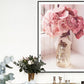 Dreier-Set mit floralen Wandkunstdrucken im schwebenden Rahmen, modernes gerahmtes Blumenkunstwerk, Leinwanddruck mit Bink-Blumen, inspirierende Wandkunst