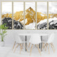 Mehrteiliges Wandbild mit goldenen Bergen auf Leinwand, 3er-Set Wandkunst mit Bergmotiven in schwebendem goldenen Rahmen, asiatische Naturwandkunst als Geschenk